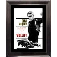 Affiche encadrée Noir et Blanc: Steve Mc Queen - Bullitt - 50x70 cm (Cadre Glascow)